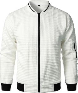 Chaqueta de bombardero personalizable para hombre 2024 al por mayor poliéster cremallera impermeable secado rápido abrigo cortavientos tela lona soporte frontal - Product Image 2