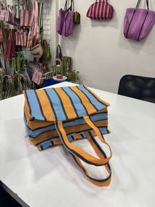 Bolso de mano reutilizable a rayas de nailon reciclado sostenible Bolsos de compras con cremallera ecológicos - Product Image 6