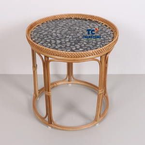 Table en rotin avec incrustation de vadrouille Table d'appoint unique pour le style de salon Ramadan Diwali et les cadeaux de l'Aïd - Product Image 2