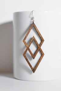 ต่างหูห่วงไม้ทรงสี่เหลี่ยมสไตล์วินเทจเครื่องประดับแฟชั่นทางศาสนาสำหรับผู้หญิงของขวัญงานหมั้นสำหรับงานเลี้ยง - Product Image 3