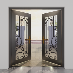 Puertas exteriores de hierro forjado personalizadas para uso doméstico con cierre seguro de diseño elegante y acabado de metalistería profesional - Product Image 6