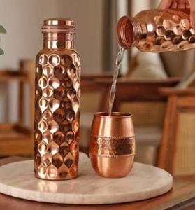 Botella de Agua de Cobre con Diseño Martillado, Botella de Agua de Cobre Sólida para Beber, Artículo de Hostelería de Alta Calidad - Product Image 3