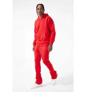 Ensemble de survêtement en coton deux pièces pour homme, style streetwear, avec pantalon évasé et logo personnalisé OEM, idéal pour le jogging en extérieur - Collection 2026 - Product Image 2