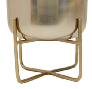 Flower <b>Vase</b> Lotus <b>engraved</b> metal planter with modern gold stand ideal for indoor plant decor home balcony and stylish interior - Product Image 3