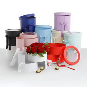 TH CBB-577 Wholesale Double Layer Rotating Flower Gift <b>Box</b> Round Cardboard <b>Box</b> with Window and Ribbon for Flowers and <b>Chocolate</b> - Product Image 6