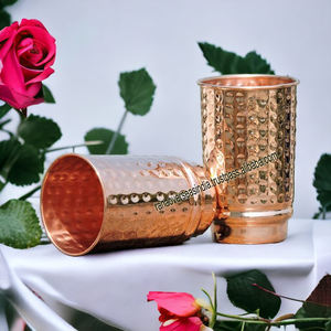 ชุดแก้วน้ำทองแดงล้วนแบบตอกทำด้วยมือสำหรับอายุรเวทประโยชน์ต่อสุขภาพ - Product Image 2