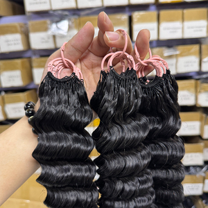 Extensions de cheveux naturels ondulés en crochet, cheveux humains, extensions de plumes, boucles souples et rebondissantes, légères - Product Image 4