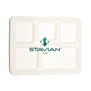 ภาชนะบรรจุอาหารทำจากชานอ้อยแบบย่อยสลายได้530มล. มีช่องใส่100% ถาดใส่อาหารย่อยสลายได้5ช่อง - Product Image 2