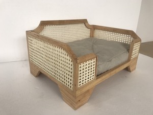 Lit pour animaux de compagnie en rotin avec coussin moelleux, fait à la main en rotin naturel, canapé pour chien et chat, mobilier de repos confortable et durable pour animaux de compagnie - Product Image 4