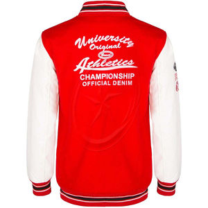 Veste bombardier Letterman Varsity pour hommes blancs coupe-vent en cuir PU manches coton laine Basebalj Style respirant col montant travail - Product Image 4