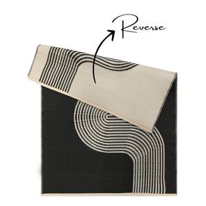 Tapis d'extérieur réversible Netline Home en jute et polypropylène, fabriqué à la machine, noir et beige 1010, lavable pour salon et voyage - Product Image 6