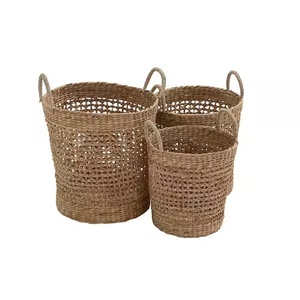 Nouveau choix jonc de mer tissé à la main panier de rangement multifonction écologique panier à linge fait à la main conception OEM fabricant du Vietnam - Product Image 4