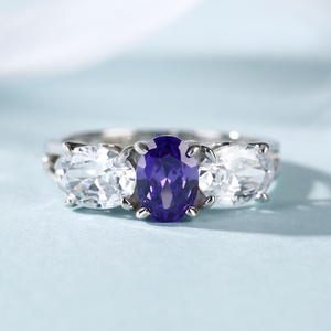 Jeulia Men's Three Stone Oval Cut Diamond Promise <b>Ring</b> Handmade Sterling <b>Silver</b> <b>Statement</b> <b>Ring</b> - Product Image 4