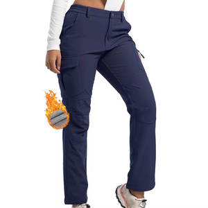 กางเกงผู้หญิงผ้านิ่มเอวสูงมีกระเป๋าหลาย100% ผ้าโพลีเอสเตอร์มีหลายกระเป๋ามีกระดุมพิมพ์ลายแบบกำหนดเองพร้อมโลโก้ - Product Image 3