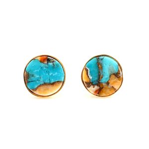 Top Selling 925 Sterling Silver Spiny Oyster Copper Turquoise Stud <b>Earrings</b> Bezel Setting <b>Diamond</b> <b>Pearl</b> Weddings Parties Gold - Product Image 3