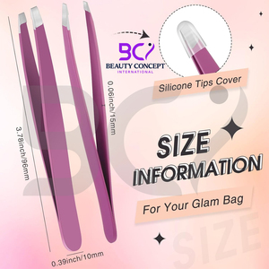 Pinzas para Cejas de Acero Inoxidable con Punta Inclinada Personalizadas - Herramienta de Precisión Duradera para Hombres y Mujeres - Product Image 2