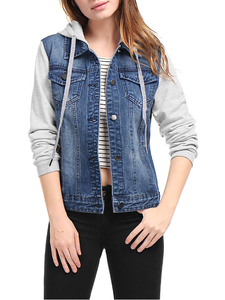 Veste en jean longue à capuche pour femme, sur mesure, respirante et extensible, avec impression par sublimation sur coton bleu, design uni pour l'hiver - Product Image 4