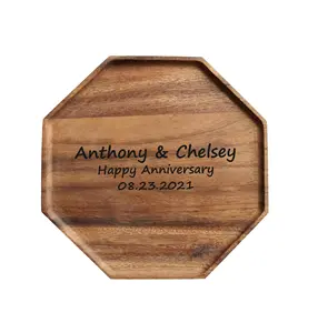 定制名称木制戒指板 | 八角形方形婚礼托盘个性化名称木制珠宝婚礼展示