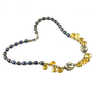 Collar de Citrino y Perla Chapado en Oro, Hermoso, para Regalo de Joyería para Mujer - Product Image 2