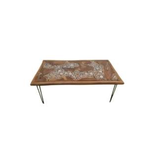 Table à manger rectangulaire en bois faite à la main moderne V pieds en fer meilleure qualité pour l'entrepôt extérieur hôtel salon utilisation hospitalière - Product Image 1