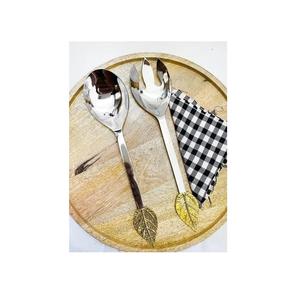 Cuchara de metal para ensalada con mango largo chapado en oro pulido espejo boda servir tenedor para pasta y espaguetis tamaño personalizado - Product Image 1