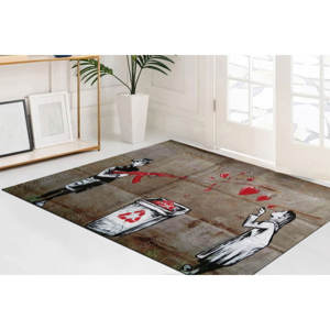Tapis imprimé moderne Banksy Love, tapis antidérapant pour salon, avec tapis doux à poils - Product Image 2