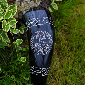 Latest Arrival <b>Viking</b> Drinking <b>Horn</b> with Agate and Stand Polished High Quality Eco-Friendly Customizable - Product Image 1