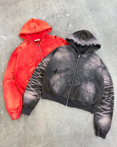 Custom Man Acid Wash Heavyweight 500gsm Boxy Fit Cropped Zipper Jackets Double Layer <b>Zip</b> <b>up</b> Hoodie for <b>Men</b> - Product Image 4