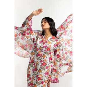 Dupatta de Satén Blanco con Estampado Arrugado Estilo Boho para Mujer, Transpirable - Product Image 1