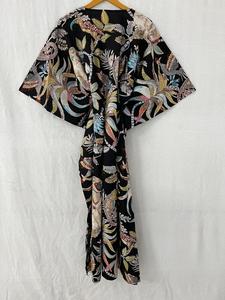 Colección de verano Caftán de algodón indio Estampado de bloque de mono Vestido corto largo informal para mujer Vestido de playa cómodo para la noche Cómodo - Product Image 3