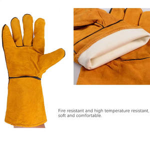 Guantes de soldadura de 11 oz de cuero dividido de piel de vaca de calidad superior con certificación CE resistente a perforaciones resistente a la abrasión - Product Image 4