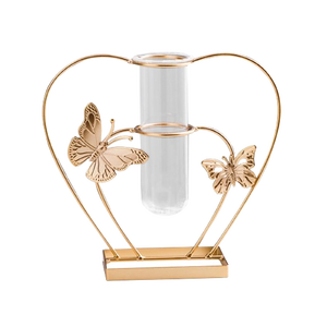 2025 feuille Design hydroponique verre Tube fleur Vase décoration de mariage avec support en métal prix de gros luxe fer Vase plante - Product Image 6
