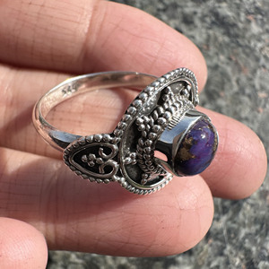 925 Sterling Silver Purple Copper <b>Turquoise</b> <b>Ring</b> Natural Composite Gemstone Jewelry Vintage Style Women's Silver <b>Ring</b> - Product Image 4