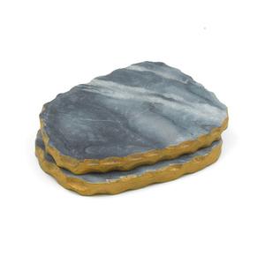 ชุดแผ่นรองแก้วหินอ่อนสีเทาทำด้วยมือแผ่นรองเครื่องดื่มจากหินธรรมชาติ - Product Image 6