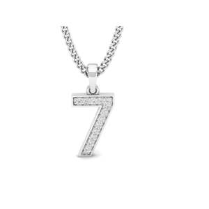 Pendentif en or certifié numéro 7, véritable diamant 0,08 ct, poids total 13 pièces, or 14K/18K, pureté élégante, pendentifs en diamant, breloques - Product Image 1