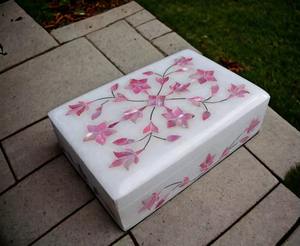 Export Quality Handmade Marble <b>Jewellery</b> Box with Pink Mother of Pearl Work for Sale from Indian Exporter - Product Image 3
