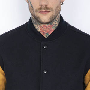 Chaqueta Varsity de cuello alto de alta calidad para hombre 2024, ropa de invierno de cuero genuino Premium, tela de lona - Product Image 5