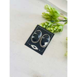 Boucles d'oreilles clous Navajo faites à la main en argent sterling et buffle blanc, serti clos, pour cadeau - Product Image 3