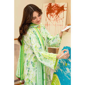 Conjunto de 3 Piezas de Chifón Estampado para Uso Diario, Top con Cuello Bordado SD-52196, Pedido Mínimo 3 Piezas - Product Image 2