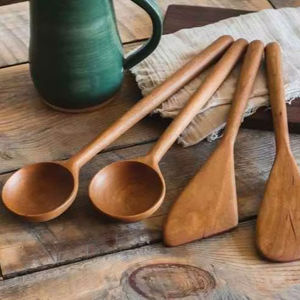 Ensemble de cuillères en bambou, écologiques, en bois massif, à long manche, ustensiles de cuisine, fournisseurs en gros en Inde - Product Image 1