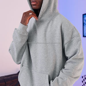 Sudadera con capucha de algodón pesado de 380-480gsm para hombre, sudadera de gran tamaño con logotipo bordado en blanco, Sudadera con capucha personalizada para hombre - Product Image 1