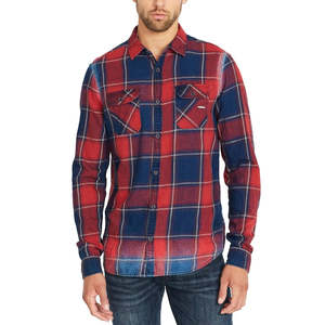 Camicia Casual a Righe in Flanella Buffalo David per Uomo, 100% Cotone, Taglia X-Large, Colletto Alto, Antipiega, Motivo Rosso Sidope - Product Image 1