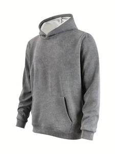 Sweat à capuche streetwear gris avec broderie appliquée, effet vintage délavé et usé, design respirant - Product Image 3
