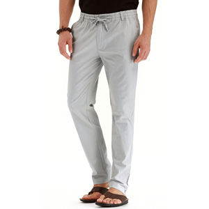 กางเกงถักเอวกลางเอวแนวสปอร์ตของผู้ชายระบายอากาศได้ดีมีกระเป๋าปิดและมีเชือกรูดบริการออกกำลังกายผ้าฝ้าย100% - Product Image 3