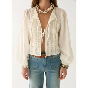 Chemisier Ludovica pour femme, collection Lord Byron, motif écossais brodé, style bohème vintage, coupe ample, tailles XS à XL, pour printemps et automne - Product Image 2