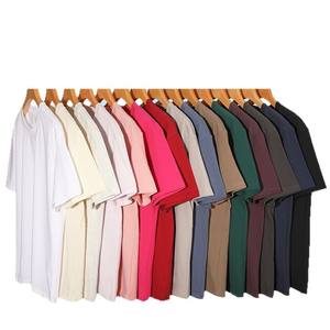 Camiseta de Punto de 220g para Hombre y Mujer, Diseño Personalizado con Logotipo Bordado, Color Sólido Simple, Cuello No Transparente, Verano - Product Image 1