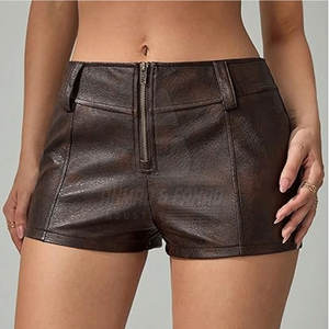 High Quality Women's Leather Shorts Custom <b>Logo</b> <b>Design</b> OEM Windproof Eco-Friendly Breathable Casual Summer Wear Customized Color - Product Image 6