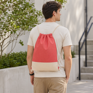 Custom 140 GSM Recycled Melange Cotton <b>Drawstring</b> <b>Backpack</b> Natural Cotton Base Gym Sack Custom Logo OEM ODM Wholesale Supplier - Product Image 3
