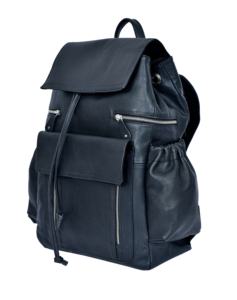 Mochila de cuero negro de alta calidad, fabricante indio, diseño multibolsillo, función antirrobo, forro de poliéster, cierre de cuerda - Product Image 2