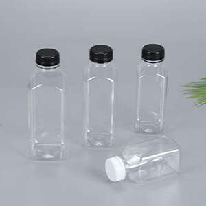 <b>For</b> Square PET Plastic Juice <b>Bottle</b> with Cap 250ml 8oz-Bulk Tamper Evident Lid Screen Printed <b>Smoothie</b> Water Beverage - Product Image 5